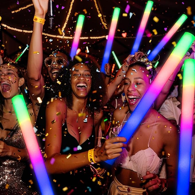 216-Pack Foam Glow Sticks Bulk – Our Premium LED Foam Light Up Sticks Are Perfect as Wedding Glow Sticks for Reception, Parties, and Club Events! Ideal as Light-Up Party Favors, Reception Supplies.