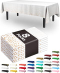 Pureegg Plastic Table Cloth Disposable 8 Pack, 54 x 108 Inch Table Cloths, Graduation Decorations of 2026, Graduation Tablecloths, Rectangle, Plastic Cover, Leakproof & Sturdy, White and Rose Gold