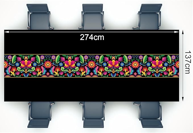 Oudain 3 Pcs Fiesta Tablecloth 108 x 54 Inch Plastic Tablecover Mexican Waterproof Tablecloth Disposable Table Cover for Taco Night Festive Mexican Fiesta Wedding Party Decoration (Black)