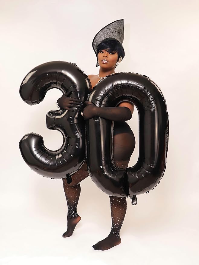 40 Inch Number 8 Balloon, Black 8 18 28 80 Birthday Balloons for Men Boys, 8th Birthday Decorations Party Supplies, Wedding, Graduations