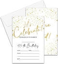 45th Birthday Invitations Cards, 4"x 6" White and Gold Confetti Birthday Party Invites with Envelopes for Party Decorations Supplies(20 Pieces) -D12