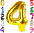 40 Inch Gold Number 4 Balloon, Giant 4 Number Balloons for 4th Birthday Decorations, Party Supplies for Baby Boy Girl, Gold Party Decor