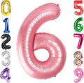 40 Inch Pearlescent Pink Number 6 Balloon, Giant 6 Number Balloons for 6th Birthday Decorations, Party Supplies for Baby Boy Girl, Pearlescent Pink Party Decor