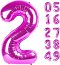 Rosy Purple 2 Balloon, Number Balloons 40 Inch, 2nd Balloon Number Birthday Decorations, Second Two Birthday Party Supplies, Number 2 Balloon