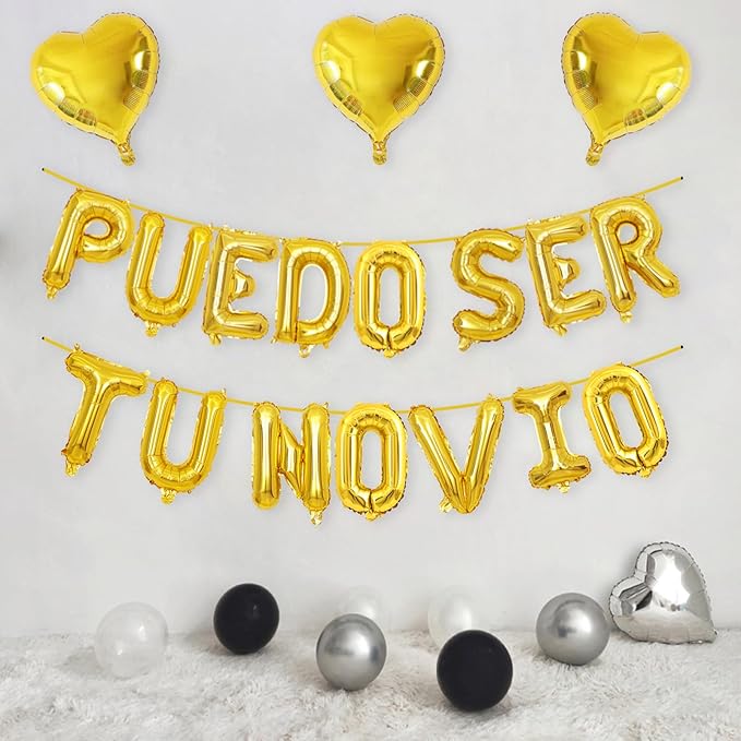 2 Set 30Pcs Gold PUEDO SER TU NOVIO Letter Balloons 16in Balloon Foil Letter Decorations Party Decor Gold Letter Balloons PUEDO SER TU NOVIO Party Supplies