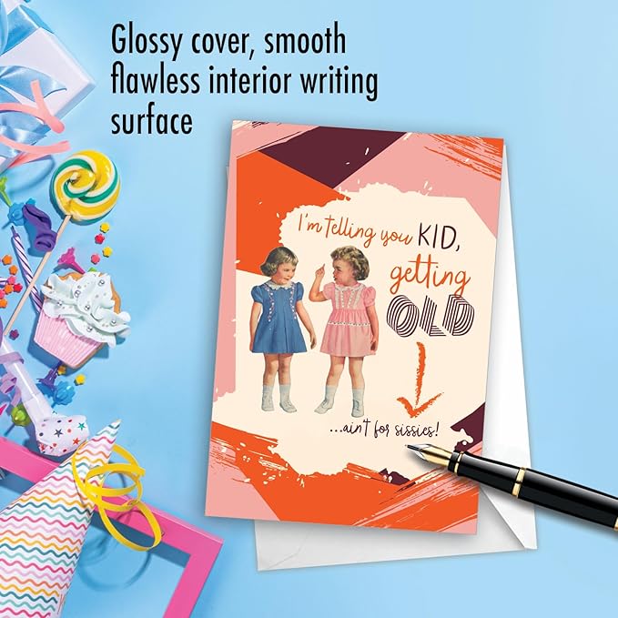 NobleWorks - 1 Funny Birthday Greeting Card - Sassy Bday Card for Women, Stationery Humor - Ain't for Sissies C7017BDG
