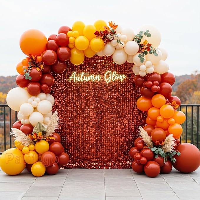 Fall Balloon Arch Kit – Double Stuffed Orange, Yellow, Red, Ivory White Boho Balloons Garland for Fall Decorations, Thanksgiving, Autumn Harvest Party, Pumpkin Birthday, Wedding, Baby Shower Backdrop