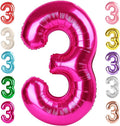 Numbers Balloon 3, 40 Inch Large Hot Pink Balloon for Three Year Old Birthday Decor, 3 13 30 31 Birthday Party Decorations for Wedding Supplies