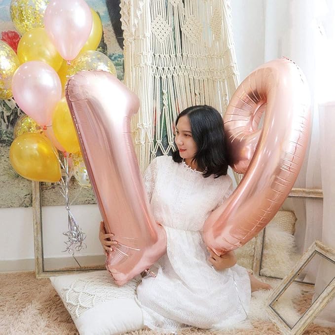 Juland Rose Gold Number Balloons Large Foil Mylar Balloons 40 Inch Giant Jumbo Number Balloons for Birthday Party Decorations 19