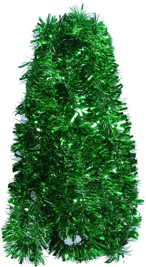 DECORA Green Tinsel Garland for Christmas Tree Decorations St. Patricks Day Wedding Birthday Party Supplies 33 FEET