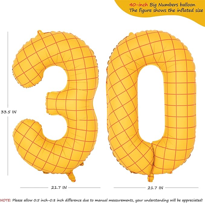 40-Inch Large Number Balloon Toy Inspired Story Matte Yellow Birthday Balloon Western Rodeo Party Supplies Boy Girl Story Anniversary Kids Birthday Party Cowboy Farm Themed Baby Welcome Decorations