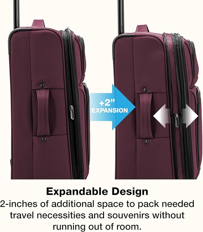 U.S. Traveler Anzio Softside Expandable Luggage with Spinner Wheels, Burgundy, 30-Inch Large