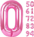 Pink Number Balloon 40 Inch, 0 Number Balloons, 10 20 30 40 50 Numbers Balloon Birthday Decorations, Party Supplies for Women