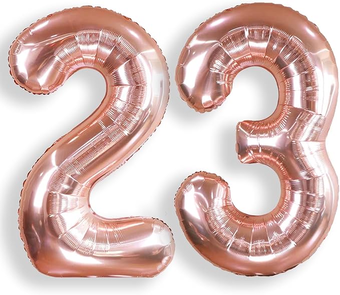 AULE 40 Inch Large 23 Balloon Numbers Rose Gold Big Foil Number Balloons Giant Helium Happy 23th Birthday Party Decorations for Women Huge Mylar 32 Anniversary Supplies