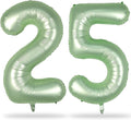 25th Birthday Balloons Sage Green for Girls, 40 Inch Giant Olive Green Foil 25 Number Balloons, Number 2 & 5 Helium Balloons Set for Women Men 25 Year Anniversary Jungle Wedding Party Decorations