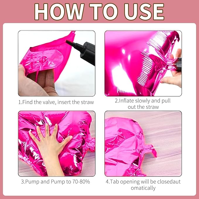 Hot Pink and Rose Double Sided Square Foil Balloons Wall,19 Inches Pink Metallic Foil Balloons Tunnel Arch Kit for Girls Bachelorette,Wedding,Anniversary,Valentine's Day Party Background Decoration