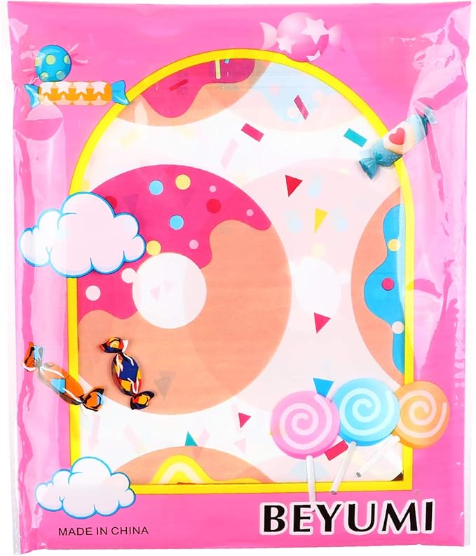 BeYumi 4Pack Donut Party Tablecloth, Rectangular Table Cover for Dining Room Kitchen Decor, Disposable Plastic Picnic TableCover for Kids Birthday, Donut Theme Party Decoration Supplies, 42.5’’ x 71’’