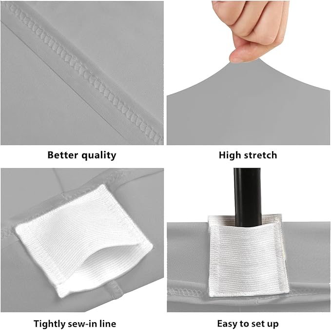 Table Covers for 8 Foot Tables, Sliver Gray Washable and Wrinkle Resistant Stretch Tablecloths Rectangle 8ft for Events, Wedding, Banquets, Parties