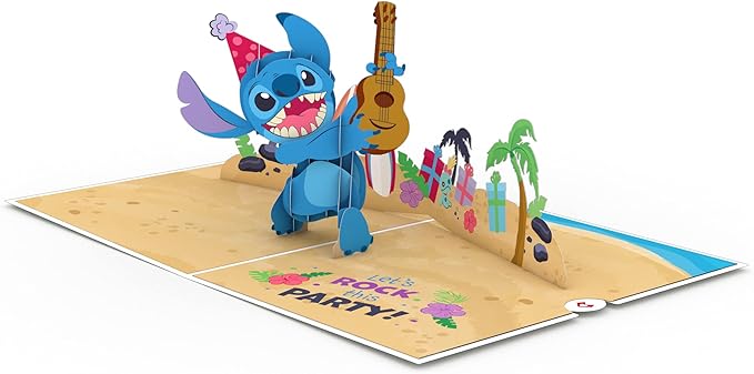 Lovepop Magical Disney Stitch 3D Pop-Up Birthday Card - for Him, Her, Kids, Boys, Girls, Men, Women - 5" x 7" - Envelope Included