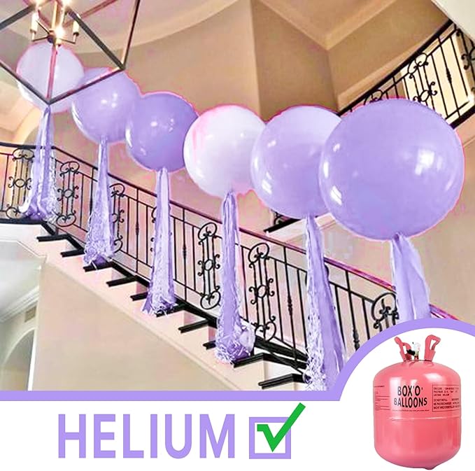 PartyWoo Lavender Balloons 4pcs 36 Inch Light Pastel Purple Lilac Purple Latex Helium Balloons for Birthday Baby Shower Graduation Wedding Anniversary Bridal Shower Party Decorations Purple-Q10