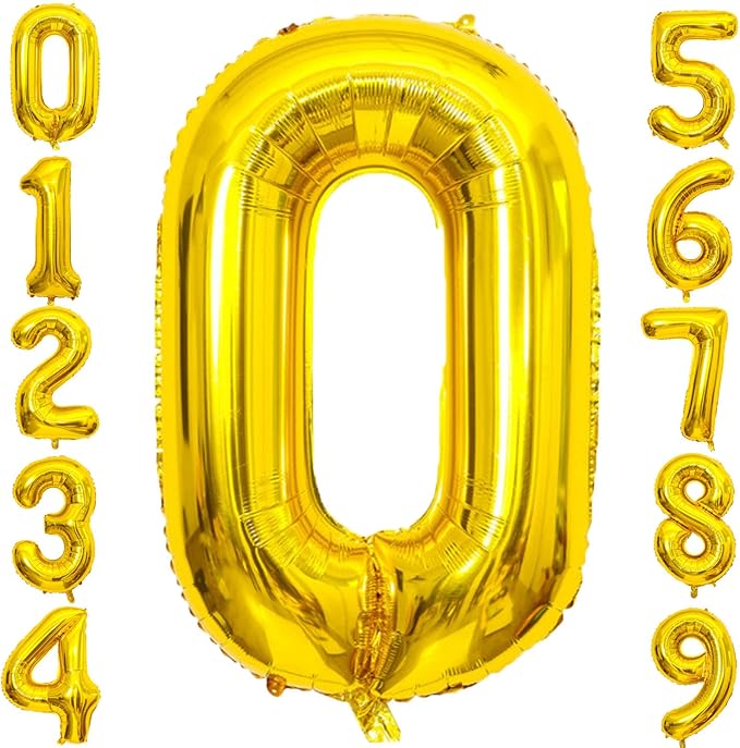 40 Inch Large Gold Number 0 Letter Balloon, Alphabet Letter Mylar Foil Helium Big Number Balloons for Birthday Anniversary Party Graduations Festival Decorations