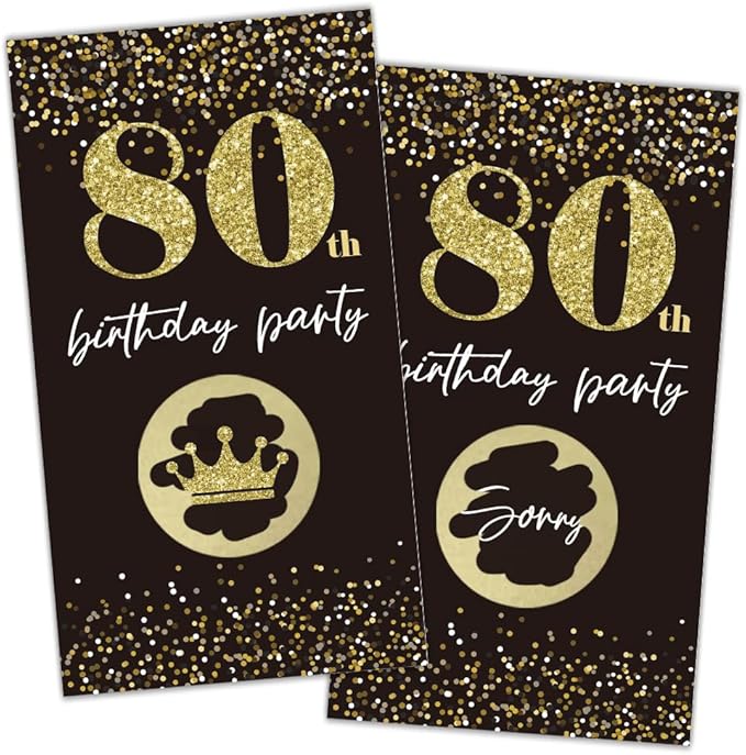 REWIDPARTY Black Gold 80th Birthday Party Scratch Off Game Cards (32 PCS) Cheers to 80 Years Prize Raffle Tickets Happy 80th Birthday Party Scratch Cards Supplies Activity for Family Friends Adults