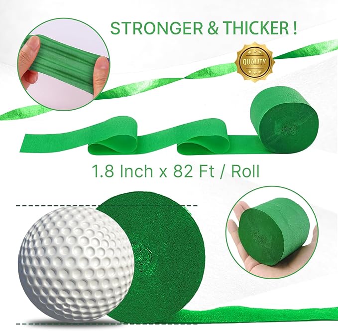 PartyWoo Crepe Paper Streamers 4 Rolls 328ft, Pack of Lime Green Crepe Paper for Party, Wedding, Birthday, Baby Shower Decorations (1.8 Inch x 82 Ft/Roll)