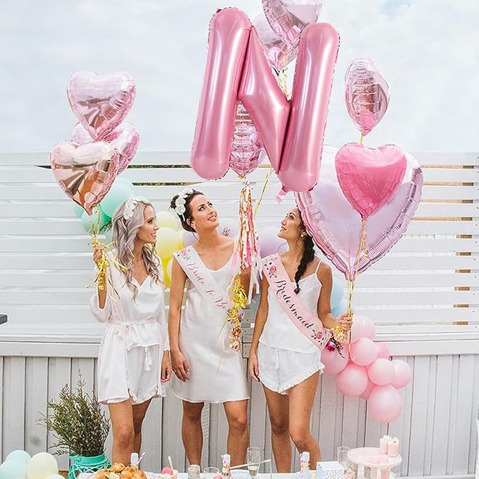 TONIFUL 40 Inch Large Pink Letter N Balloons Giant Foil Mylar Alphabet Balloon for Birthday Party Anniversary Baby Shower Wedding Supplies Decorations
