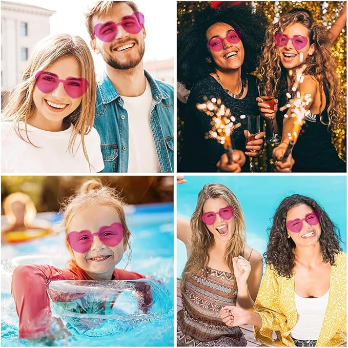Heart Sunglasses 2 Pairs Heart Shaped Sunglasses Womens Heart Glasses Rave Sunglasses for Women Party Favors