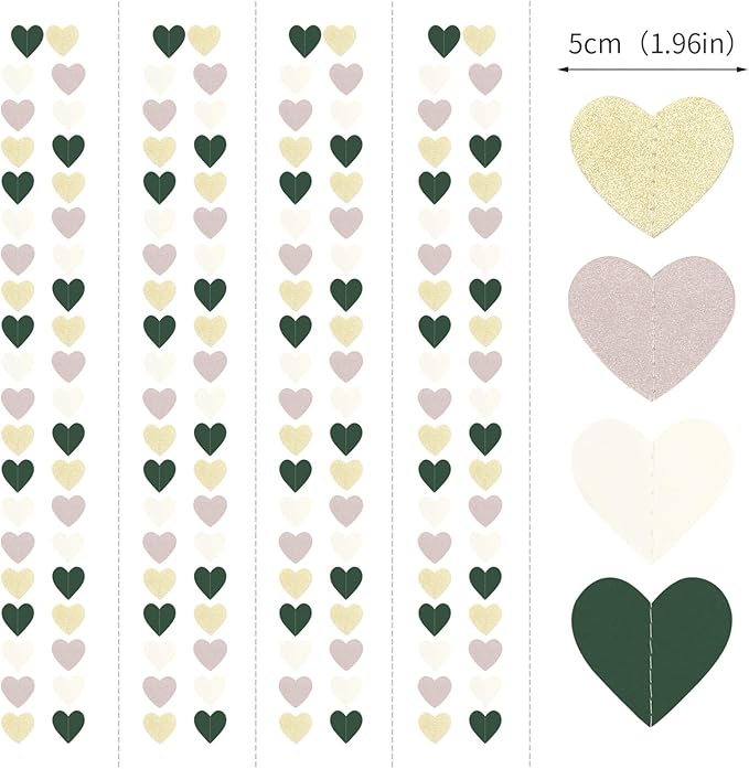 Sage-Green Gold Nude-Pink Party-Decorations Garland - 52Ft Boho Champagne Paper Streamers Banner,Birthday Bachelorette Baby Bridal Shower Wedding Engagement Fall Autumn Christmas Hanging Decor Ouruola