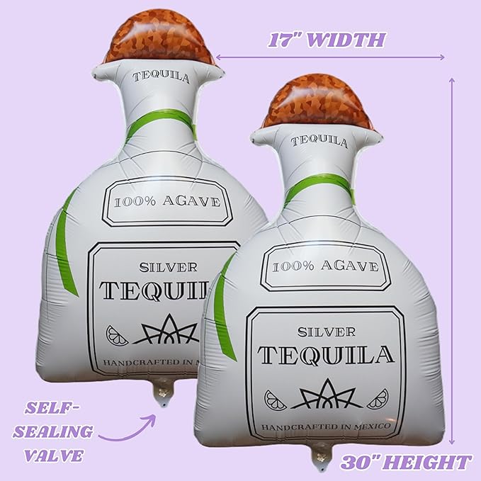 Jumbo 30" Tequila Balloons (set of 2) Tequila Party Decorations 21st Birthday, Margs and Matrimony Bachelorette Party Margarita Balloon, Cinco de Mayo
