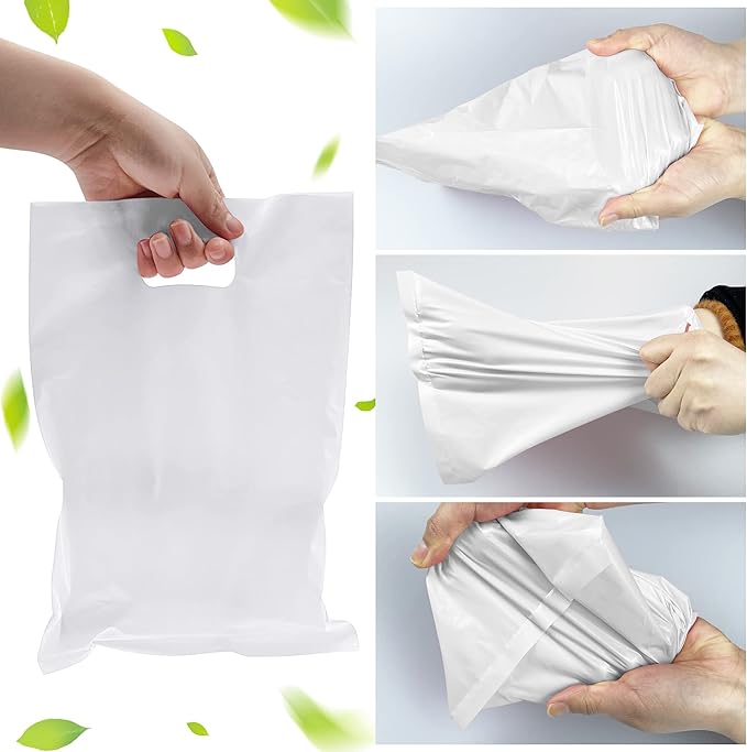 TOSPARTY 40PCS White Plastic Gift Bags Easter Candy Bag Die Cut Plastic Bags for Birthday Baby Shower Wedding Party Easter