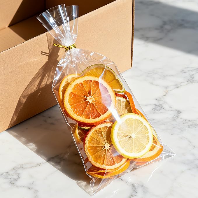 Yotelab Cellophane Bags, 6x12 Inches Clear Cellophane Treat Bags With Twist Ties, 100 PCS