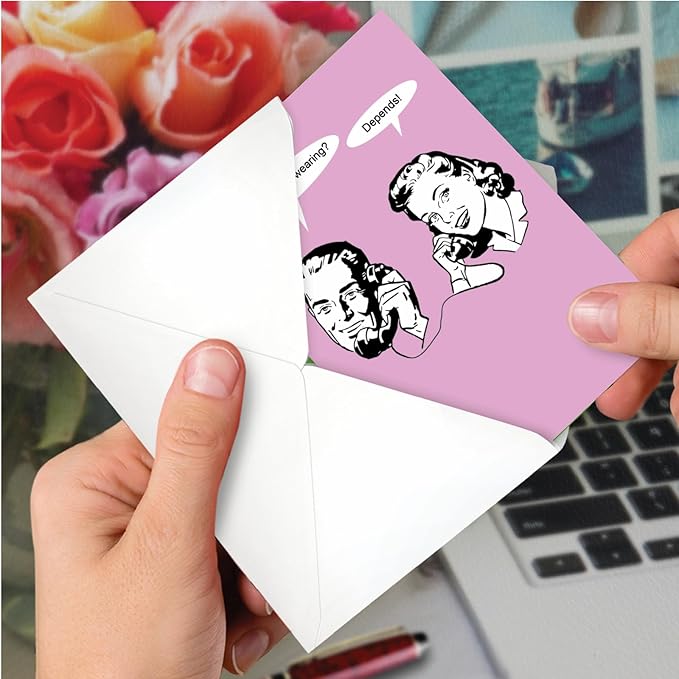NobleWorks - 1 Hilarious Happy Birthday Card - Funny Retro Spouse Humor, Celebrate Birthdays - It Depends C3295BDG