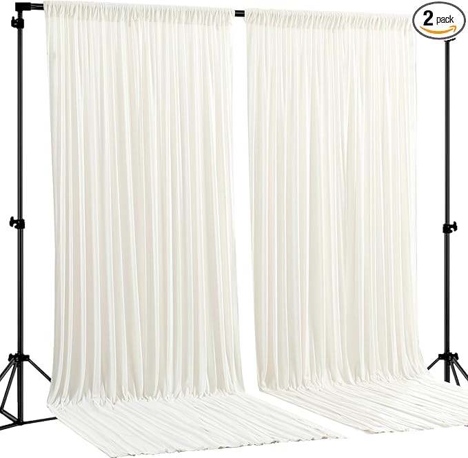 Beige Backdrop Curtains-Wrinkle-Free Polyester Photography Drapes Party Curtain Background for Baby Shower Wedding Decorations- 8 X10FT (Beige)