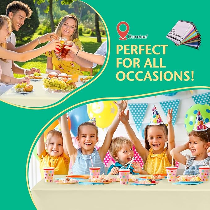 Disposable Ivory Plastic Tablecloth 54x108 Inch, 10-Count Waterproof Rectangle Table Cover for Events, Catering