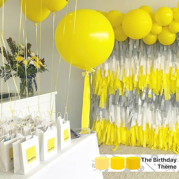 PartyWoo Crepe Paper Streamers 4 Rolls 328ft, Pack of Yellow Crepe Paper for Party, Wedding, Birthday, Baby Shower Decorations (1.8 Inch x 82 Ft/Roll)