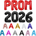 BALLOON VIBE PROM 2026 Balloons - Foil Letter Balloon Décor for Graduation Party - Prom Party Decorations Banner 16" and 40" with Ribbon, Straws & Adhesive Dots
