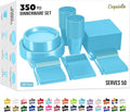 350 Pcs Light Blue Plastic Plates For Party, Light Blue Disposable Plates Set, 50 Of Each 9" Dinner Plate Set, 7" Dessert Plate, Cups, Napkins & Cutlery Plastic Dinnerware Set Exquisite