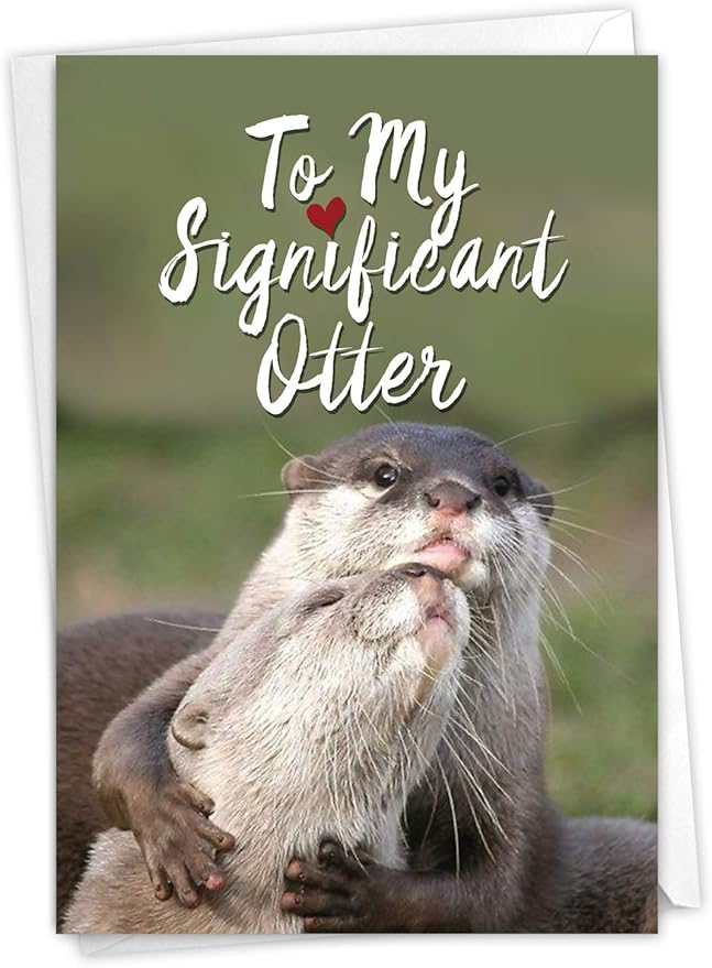 The Best Card Company - 1 Happy Birthday Greeting Card - Adorable Animals, Cute Bday Notecard with Envelope - Significant Otters C5528BDG