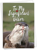 The Best Card Company - 1 Happy Birthday Greeting Card - Adorable Animals, Cute Bday Notecard with Envelope - Significant Otters C5528BDG