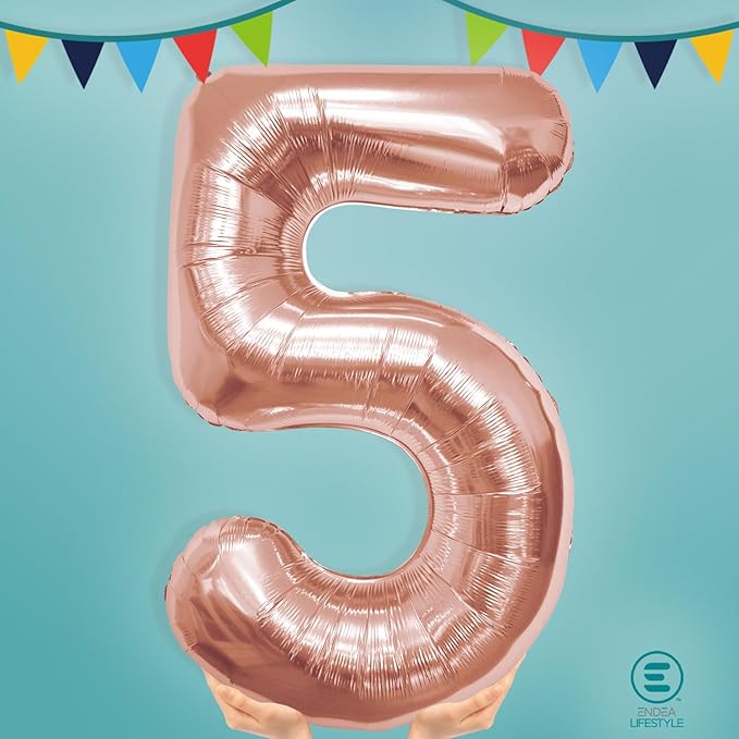 40 Inch Large Rose Gold Number Celebration and Decoration Balloon for Birthday Parties, Graduations, Anniversaries, Weddings, Photo Shoots, Special Events (Rose Gold Number 5)
