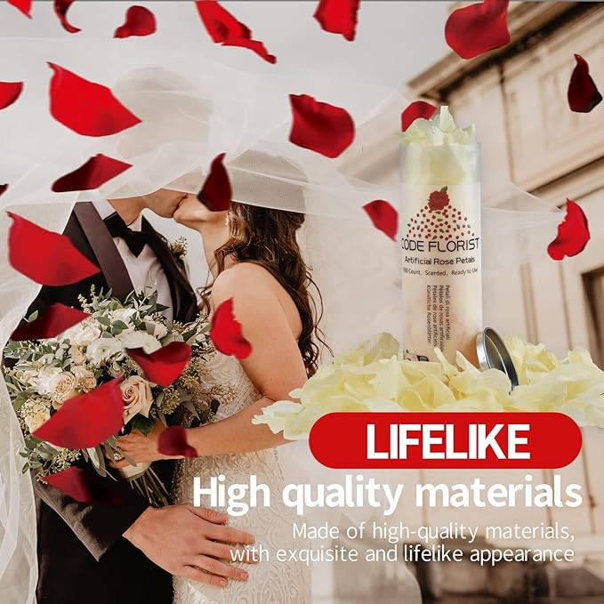 CODE FLORIST 1500 PCS Champagne Silk Rose Petals for Valentine's Day,Romantic Night,Wedding,Proposal Anniversary Flower Decorations(Separated,Scented)