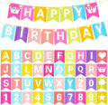 TaoBary 135 Pcs DIY Banner Custom Letters Kit Make Your Own Banner for Birthday Graduation Party Decor Include 107 Letters and Numbers, 16 Symbols, 2 String Lights, 5 Needles, 5 Rope (Colorful)