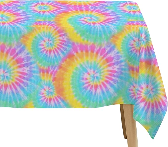 Tie Dye Party Tablecloth Decorations - Disposable Pastel Tie Dye Birthday Party Supplies Table Cover for Girls 1st 2nd 3rd Birthday Baby Shower - 3 Pack (54in x 108in)