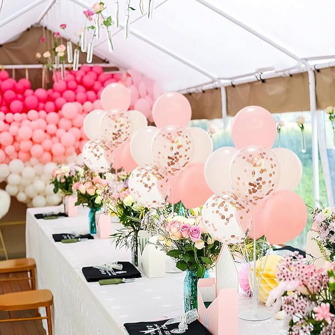 6 Sets Balloon Sticks with Base for Table Balloon Stand Kit Balloon Stands with Base for Floor Balloon Arch Stand with Base Balloon Stands for Table Baby Shower Birthday Wedding Party Decorations