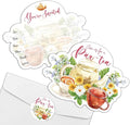 REWIDPARTY 20 Pack Floral Tea Party Invitation Cards with Envelopes & Stickers, Watercolor Floral Shaped Fill-in Invitations Let's Par-Tea Invites Cards Tea Birthday Party Supplies for Kids Adults