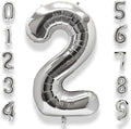 AULE 40 Inch Big Silver 2 Balloon Number Large Foil Helium Number Balloons 0-9 Jumbo Giant Happy 2nd Birthday Party Decorations for Boy or Girl Huge Mylar Anniversary Party Supplies