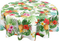 Summer Tropical Pineapple Round Tablecloth 60 Inch Green Hawaiian Palm Leaf Circle Table Cloth Floral Table Cover Washable Polyester Decorations for Kitchen Dinning Room Party