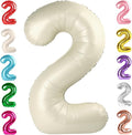 2 Numbers Balloon 40 Inch Cream White Two Balloon Number Birthday Decor, 2nd 12 21st Party Celebration Decorations Graduations Wedding Baby Shower